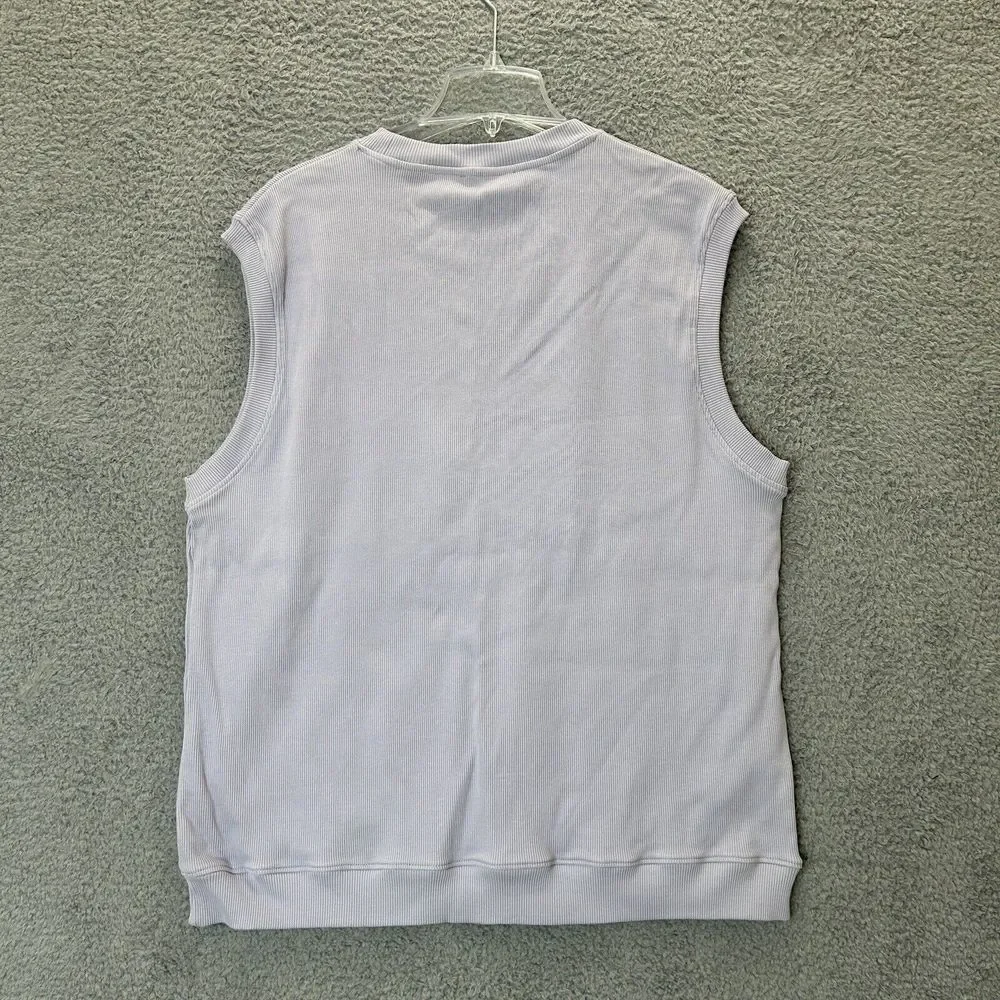 Zara Sweater Vest Mens Extra Large Lilac Textured‎ Ribbed Relax Fit Crew Neck
